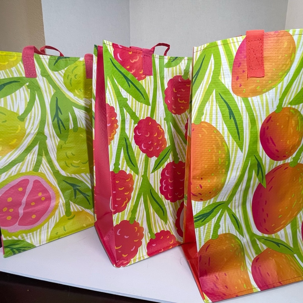 Foodland Limited Edition Hawaiian Colorful Fruit Print 3 Shopping Bags